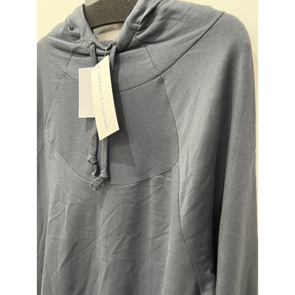 Threads 4 Thought Lira Hoodie Pullover Organic Cotton Blend Carbon Blue - Picture 4 of 10